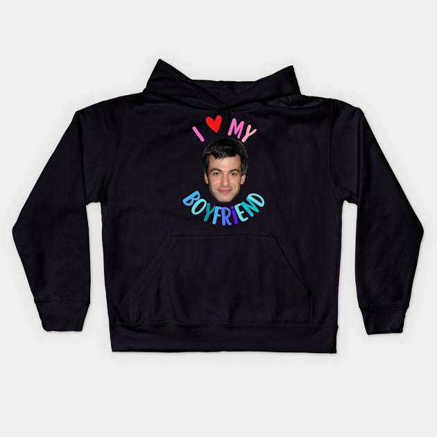 I Love My Boyfriend Nathan Fielder Kids Hoodie by Shoppetite